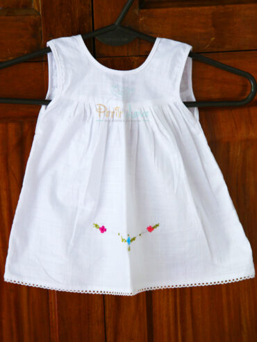 PURE COTTON BACK OPEN SLEEVELESS DRESS WITH HAND EMBROIDERY